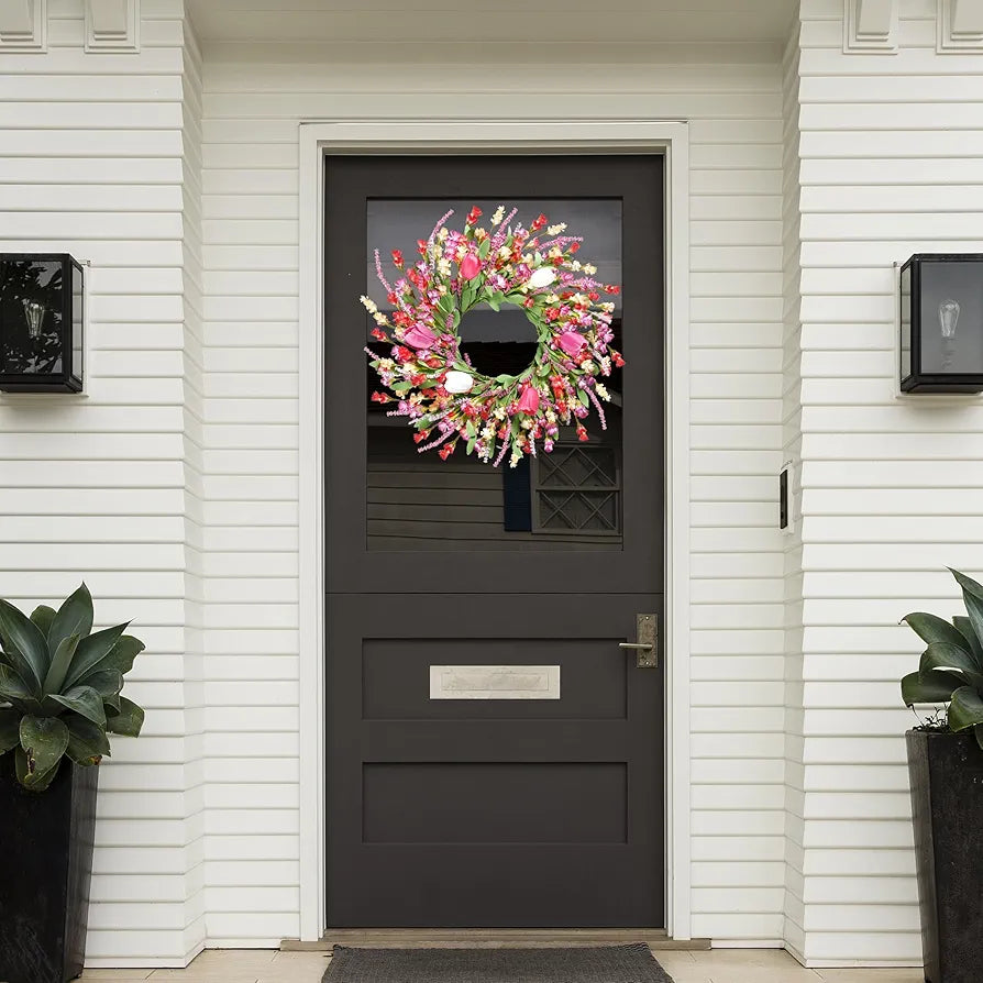 22-Inch Artificial Spring Summer Floral Wreath
