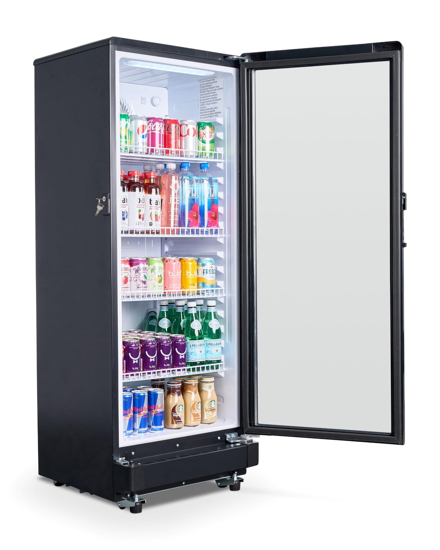 PremiumLevella PRF90DX Glass Door Display Refrigerator Commercial Beverage Cooler Merchandiser With Customizable Lightbox
