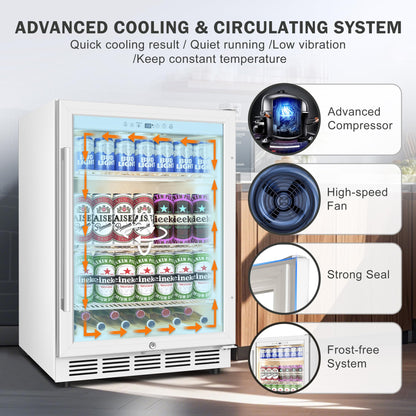 180 Bottles Wine Fridge 24 Inch Dual Zone Wine Cooler Refrigerator Freestanding Wine Refrigerator with Glass Door and Safety Lock, Large Wine Cellar for Home, Office, Kitchen