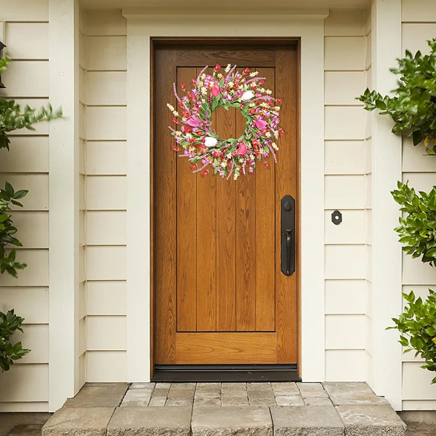 22-Inch Artificial Spring Summer Floral Wreath