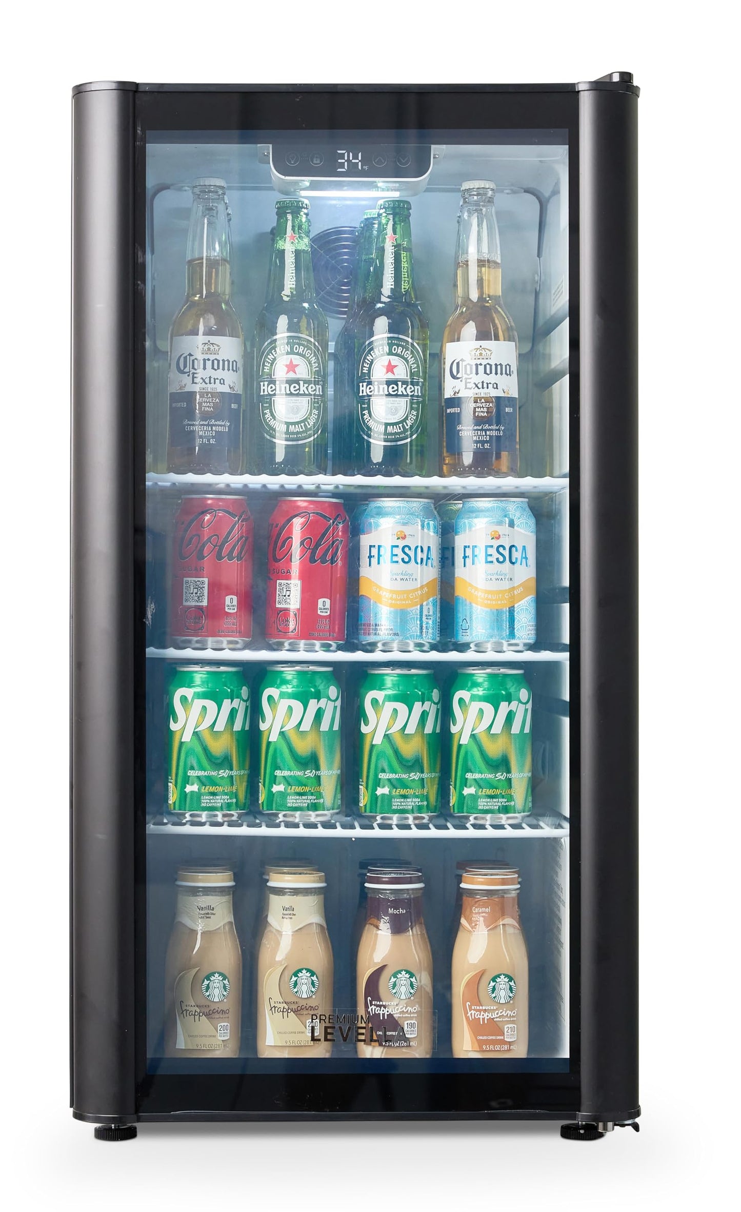 PremiumLevella PRF90DX Glass Door Display Refrigerator Commercial Beverage Cooler Merchandiser With Customizable Lightbox